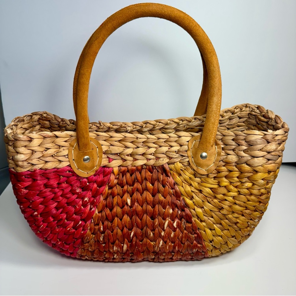 Pre-Owned Vinatge Rectangular Harvest Basket Bag … - image 1